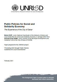 Public Policies for Social and Solidarity Economy : The Experience of the City of Dakar